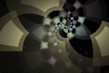 Soyut renkli spiral tasarım, 3 boyutlu resimleme, siyah arkaplan