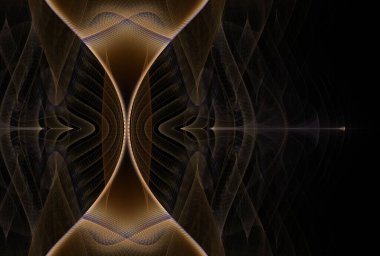 Siyah zemin üzerinde çift taraflı kelebek etkisi geometrik çizgiler dijital fraktal görüntü