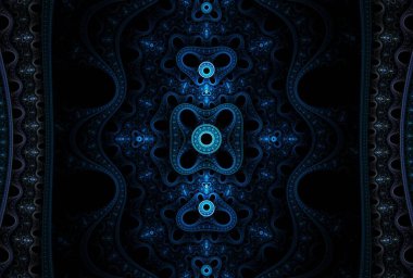 Siyah arkaplanda halı doğulu dijital fraktal resim