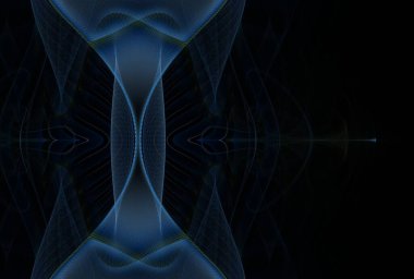 Siyah arkaplanda çift taraflı kelebek etkisi dijital fraktal görüntü