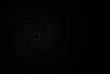 Siyah arkaplanda psikedelik geometrik göz sarmalı dijital fraktal görüntü