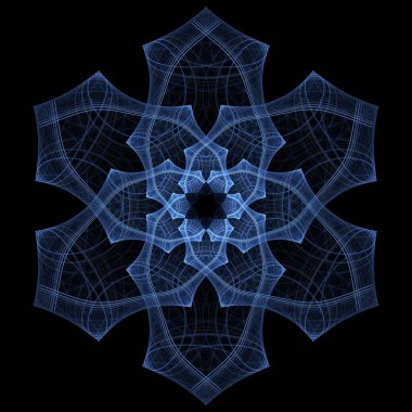 Siyah arkaplanda fraktal radyal desen