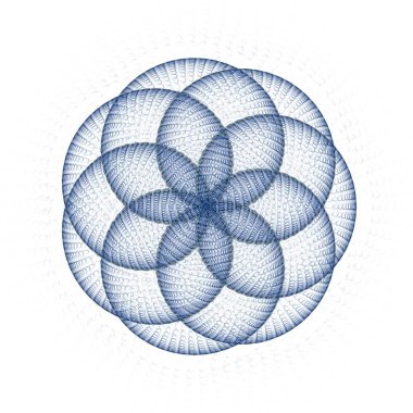 Dalgalar dizaynlı, soyut mavi çiçek, 3 boyutlu illüstrasyon, beyaz arkaplan