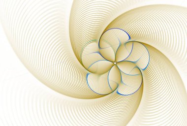 Soyut yeşil ve mavi çiçekli dalga tasarımı, 3 boyutlu illüstrasyon, beyaz arkaplan