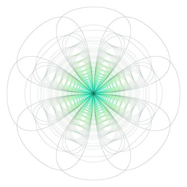 Dairesel elementlerle soyut fraktal çizim.