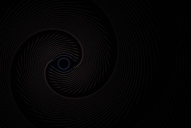 Siyah arkaplanda psikedelik geometrik göz sarmalı dijital fraktal görüntü