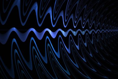 psikedelik sıvı dalga çizgileri siyah arkaplanda dijital fraktal resim