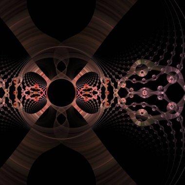 Psikedelik desen geometrik çizgiler beyaz arkaplanda dijital fraktal resim