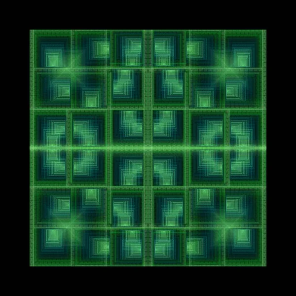 Siyah arkaplanda kare cam desenli fraktal resim