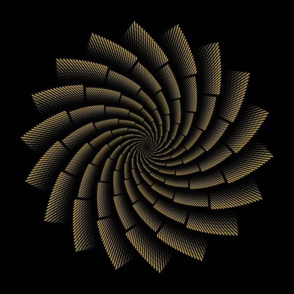 Desenho Espiral Abstrato Amarelo Marrom Ilustração Fundo Preto — Fotografia de Stock