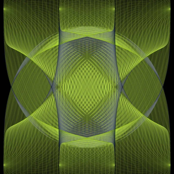 Геометрическое Трехмерное Кривое Цифровое Фрактальное Изображение Черном Фоне — стоковое фото