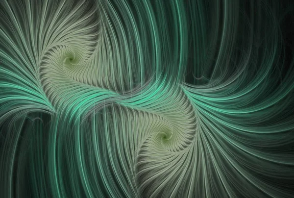 精巧的绿色和绿松石抽象扭曲螺旋波设计 — 图库照片