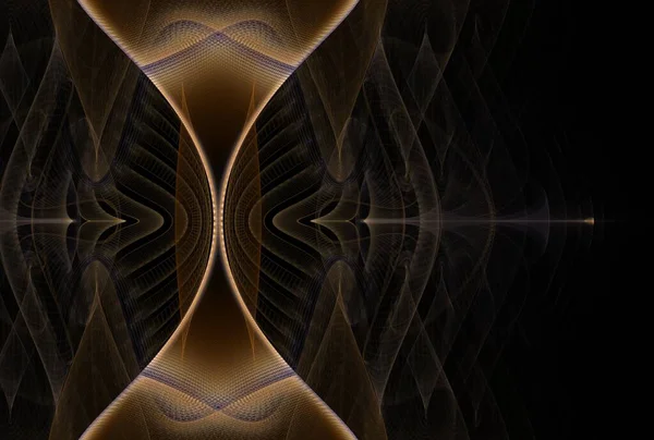 Siyah zemin üzerinde çift taraflı kelebek etkisi geometrik çizgiler dijital fraktal görüntü