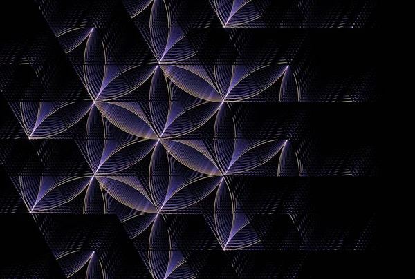 抽象的な花の波のデザイン 黒の背景の3Dイラスト — ストック写真