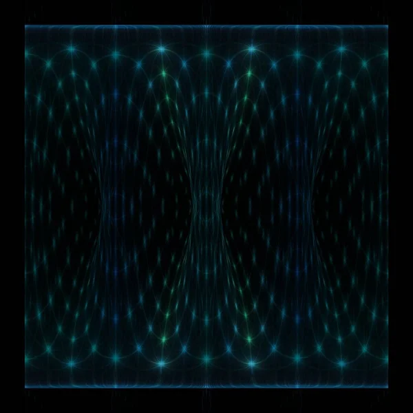 Geometrische Lijnen Gloeiende Kolommen Met Stersdigital Fractal Afbeelding Zwarte Achtergrond — Stockfoto