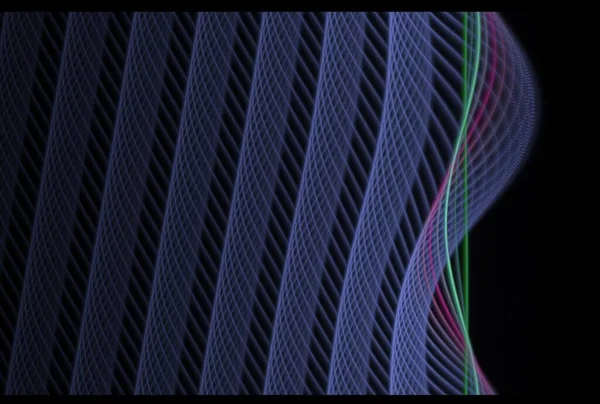 Psychedelisch Gefädelte Geometrische Säulen Digitales Fraktalbild Auf Schwarzem Hintergrund — Stockfoto