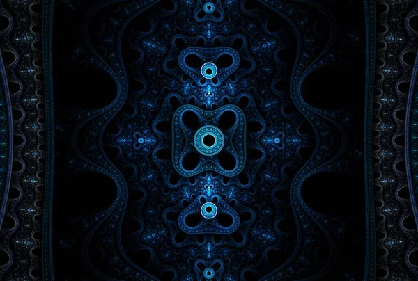 Rug Oriental Pattern Digital Fractal Image Black Background — Stock Photo, Image