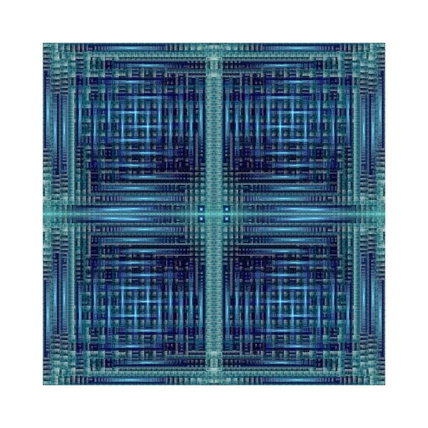 Diseño Cuadrado Patchwork Abstracto Verde Azul Intrincado Ilustración Fondo Negro —  Fotos de Stock