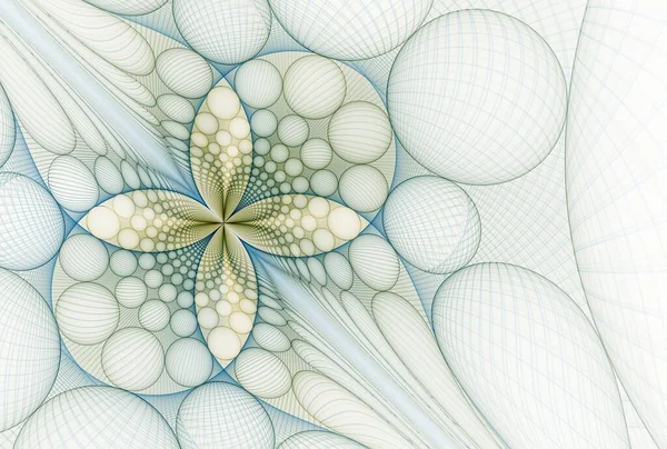 分形数字波 抽象设计 花卉概念 三维插图 白色背景 — 图库照片