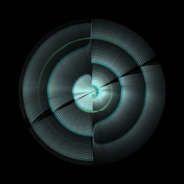 Líneas Geométricas Anillo Espectral Imagen Fractal Digital Sobre Fondo Negro — Foto de Stock