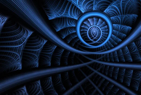 Yaratıcı grafik tasarımı için mavi fraktal spiraller, dijital sanat eserleri