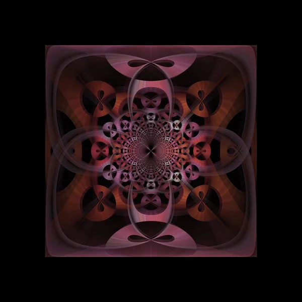 Psychedelic Kaleidoscope Μοτίβο Ψηφιακή Fractal Εικόνα Μαύρο Φόντο — Φωτογραφία Αρχείου