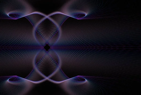 Αφηρημένη Συμμετρία Γεωμετρικά Κύματα Ψηφιακή Φράκταλ Εικόνα Μαύρο Φόντο — Φωτογραφία Αρχείου