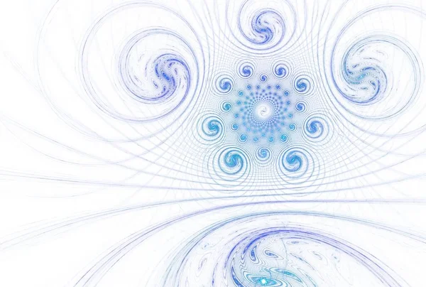 Rising galaxies with abstract swirls, digital fractal image on white background