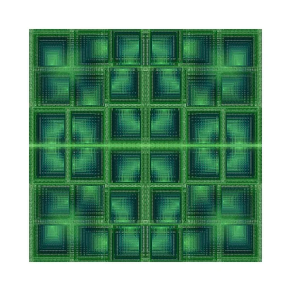 Vierkant Glas Patroon Fractal Afbeelding Witte Achtergrond — Stockfoto