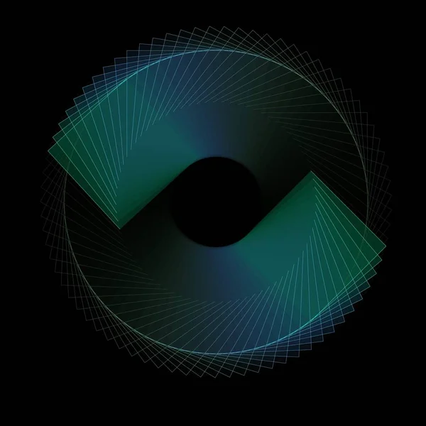 Zielony Abstrakcyjny Projekt Spiralny Ilustracja Czarne Tło — Zdjęcie stockowe