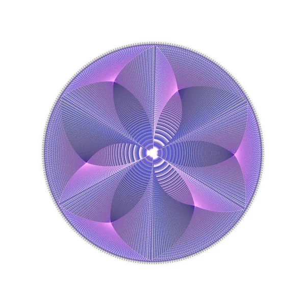 波のデザイン 3Dイラスト 白い背景を持つ抽象的な紫色の花を咲かせます — ストック写真