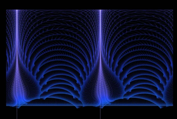 Геометрические Светящиеся Линии Торнадо Цифровое Фрактальное Изображение Черном Фоне — стоковое фото