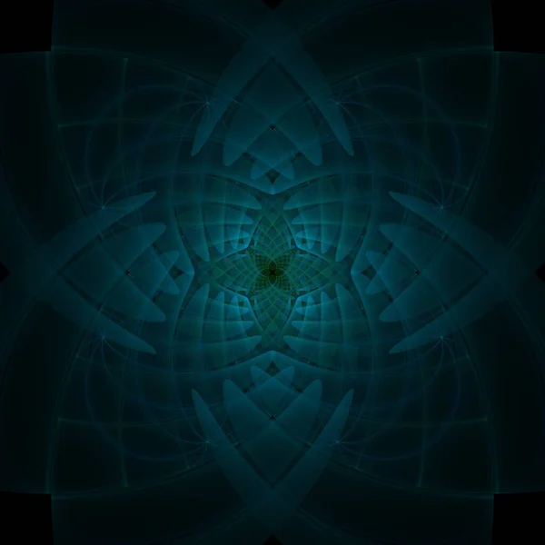 digital glowing flower fractal image on black background