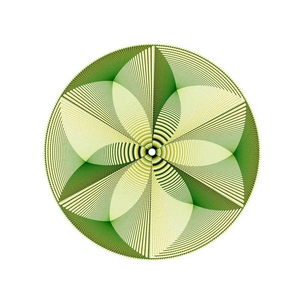 Bloom Abstract Green Yellow Flower Waves Design Illustration White Background — Stock Photo, Image