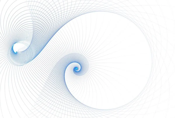 Blauwe Ingewikkelde Gekke Spiralen Abstract Ontwerp Fractal Afbeelding Een Witte — Stockfoto