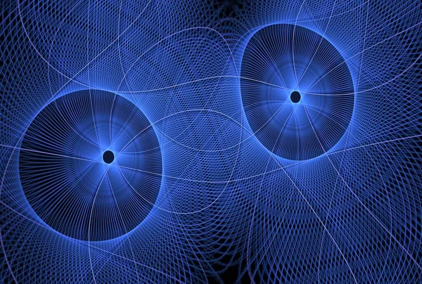 Γεωμετρικές Γραμμές Νημάτων Σχήματα Κύκλο Ψηφιακή Fractal Εικόνα Μαύρο Φόντο — Φωτογραφία Αρχείου