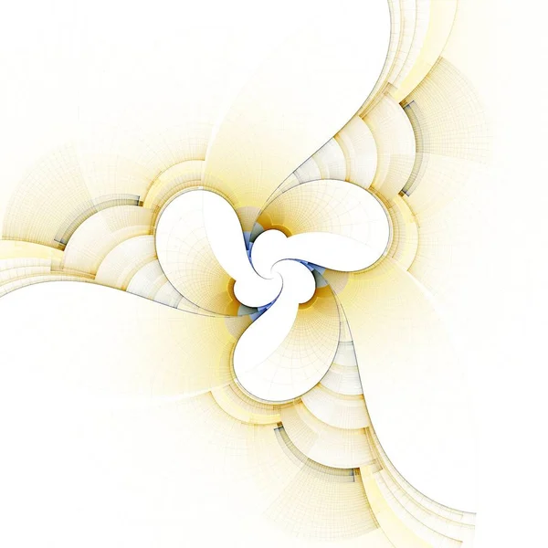 波のデザイン 3Dイラスト 白い背景と抽象的な黄色と青の花を咲かせます — ストック写真