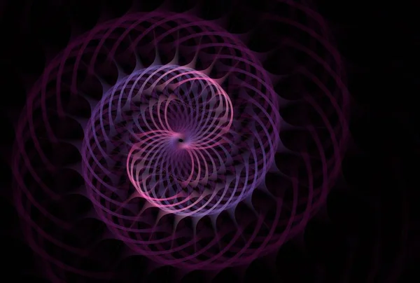 Purple Violet Abstrak Spiral Design Illustration Black Background — Stok Foto