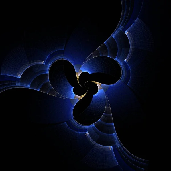 Блум Обертається Синьо Жовта Абстрактна Квітка Дизайном Хвиль Ілюстрація Чорний — стокове фото