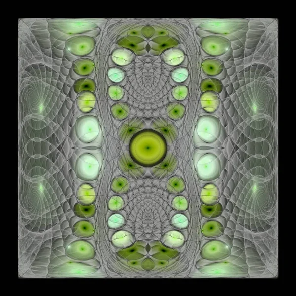 Δημιουργικά Στρογγυλά Σχήματα Γραμμές Φράκταλ Εικονογράφηση Πράσινοι Τόνοι Σκούρο Φόντο — Φωτογραφία Αρχείου