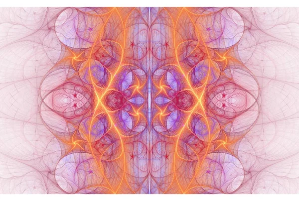 Психоделічні Неонові Лінії Яскравих Хвиль Цифрове Фрактальне Зображення Білому Тлі — стокове фото
