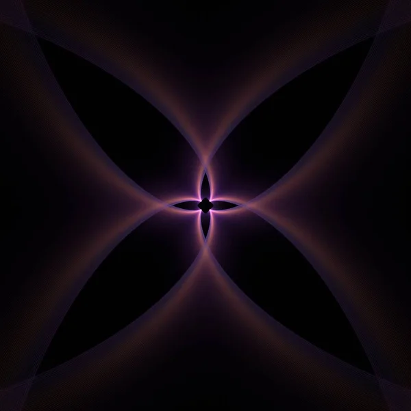 花旋转紫色抽象花波纹设计 3D插图 黑色背景 — 图库照片