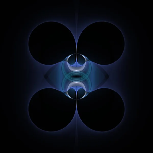 Modello Geometrico Psichedelico Blu Immagine Frattale Digitale Sfondo Nero — Foto Stock