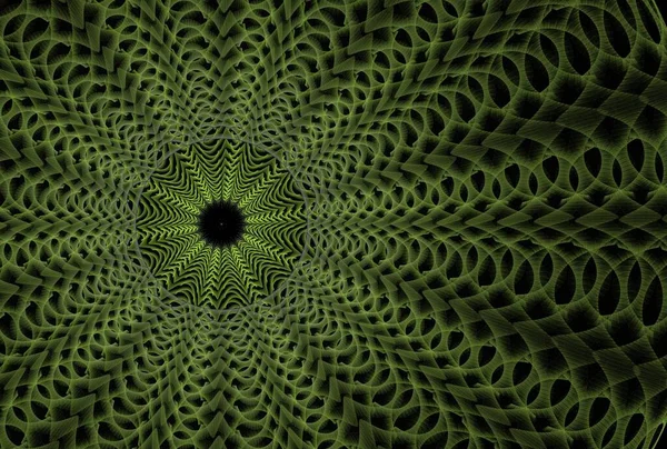 Psychodeliczny Geometryczny Wzór Kwiat Cyfrowy Fraktalny Obraz Czarnym Tle — Zdjęcie stockowe
