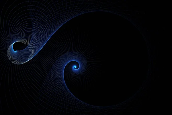 Синій Складний Божевільний Спіральний Абстрактний Дизайн Фрактальне Зображення Темному Фоні — стокове фото