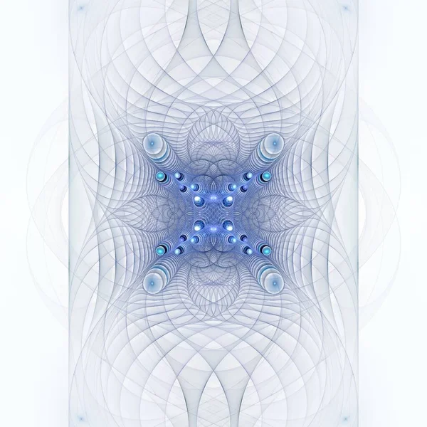 Psychedelische Gloeiende Buizen Geometrische Lijnen Digitale Fractal Afbeelding Witte Achtergrond — Stockfoto