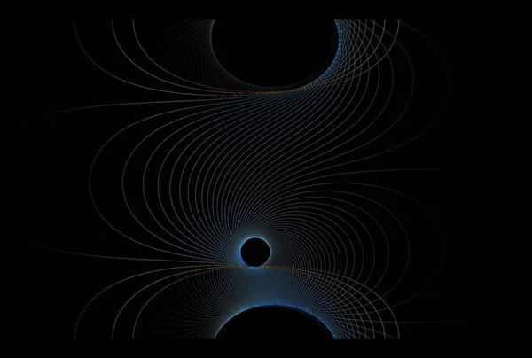 futuristic curved lines digital fractal image on black background