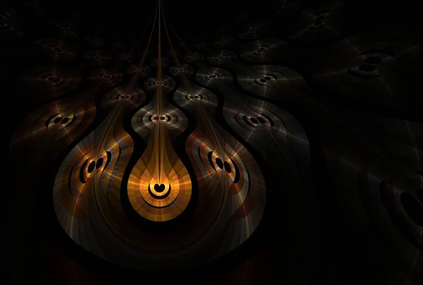 Half Transparent Psychedelic Feather Pattern Digital Fractal Image Black Background — Stock Photo, Image