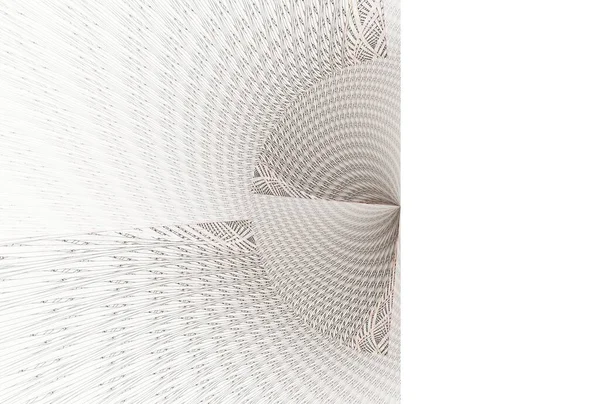 Psychedelisch Patroon Grijs Geometrische Lijnen Digitaal Fractal Beeld Witte Achtergrond — Stockfoto