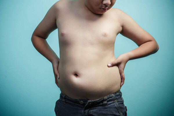 The size of stomach of children with overweight, Healthy and lose weight concept
